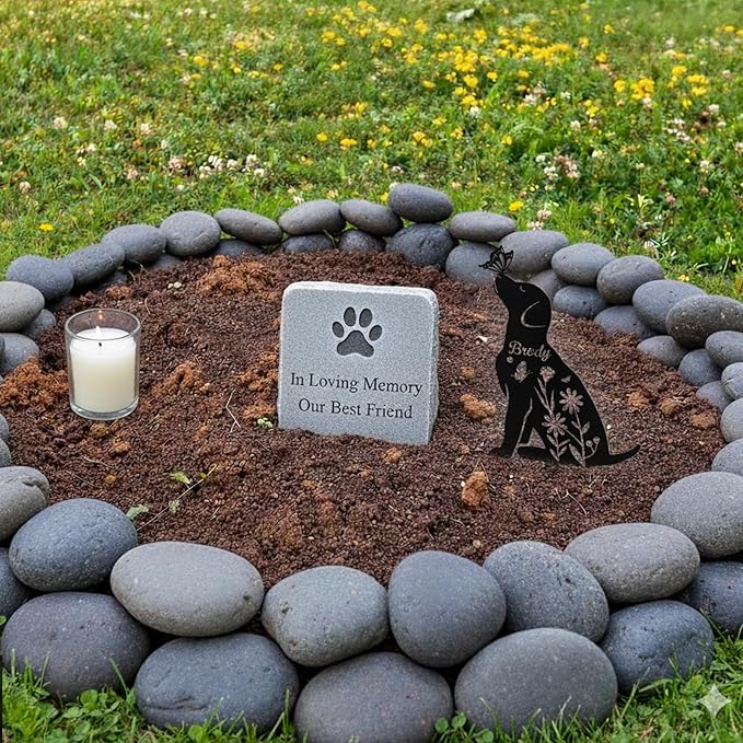 Custom Dog Grave Markers Outdoor, Personalized Pet Grave Marker Stake Dog Memorial, Outdoor Weatherproof Pet Cemetery Sign, Personalized Dog Memorial Gifts for Loss of Dog