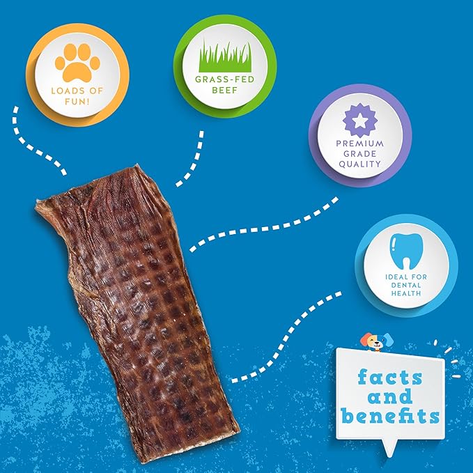 Jack&Pup Beef Jerky for Dogs (25 Pack) 6" Esophagus Dog Treats, Beef Gullet Sticks for Dogs, Long Lasting Dog Chews