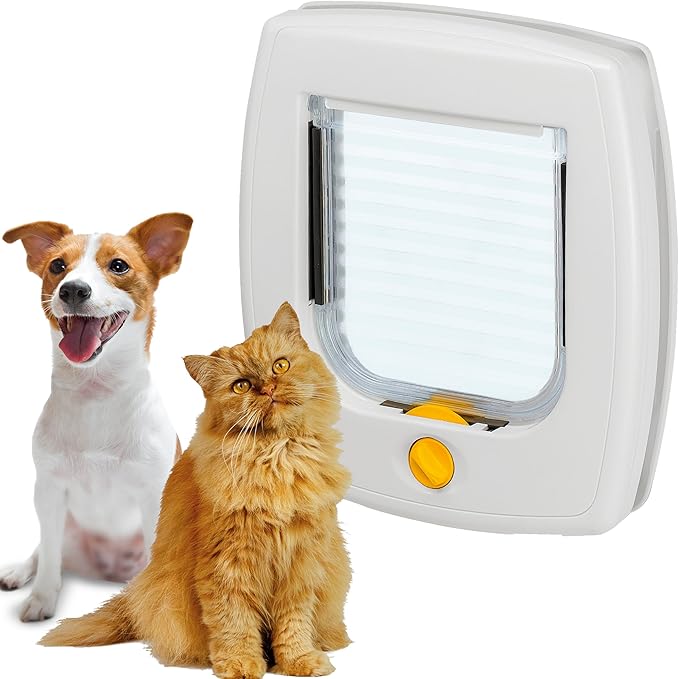 Ferplast Swing 3, Small Cat & Dog Door, Four Way Adjustable Inlet & Exit, Universal Installation, White, P