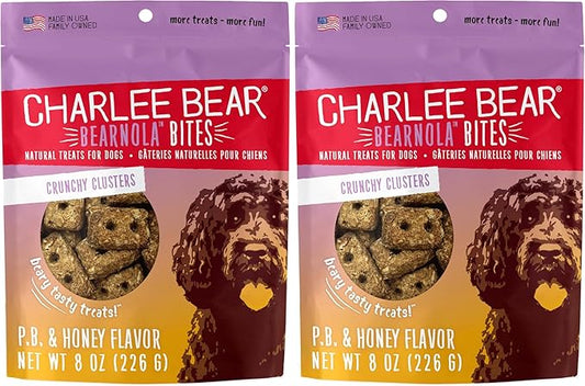 Charlee Bear Bearnola Bites Dog Treats, P.B. & Honey Flavor, 8oz (Pack of 2)