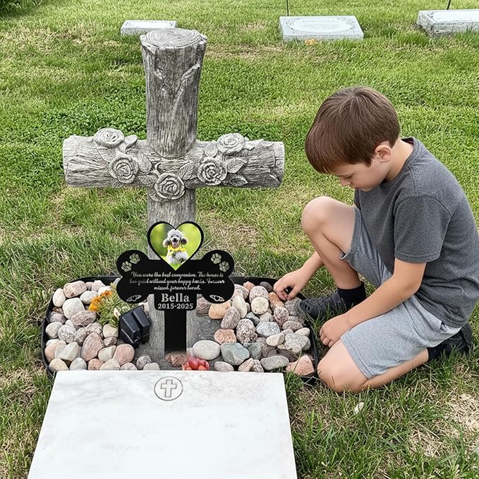Custom Dog Grave Markers Outdoor, Personalized Pet Grave Marker Dog Memorial with Photo and Name, Outdoor Weatherproof Pet Cemetery Sign, Personalized Dog Memorial Gifts for Loss of Dog