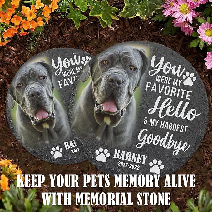ubjva Dog Memorial Stone Dog Memorial Gifts for Loss of Dog Pet Garden Stone for Indoor Outdoor Lawn Backyard Cemetery Decorations - Style2(Color Printing)