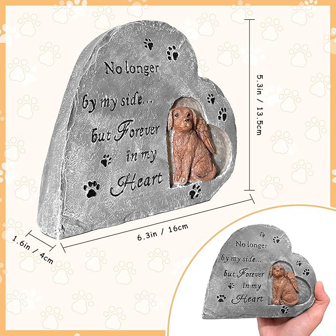 Dog Memorial Gifts for Loss of Dog, Pet Memorial Stone Sympathy Gift Outdoor Grave Marker Garden Stone Statue Dog Tombstone Comfort Gift