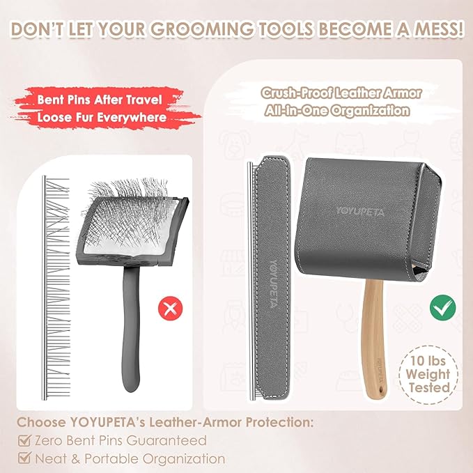 Large Slicker Brush for Dogs,Doodle Brush for Poodles, Goldendoodles, Labradoodle, Extra Long Pins for Detangling Matted Fur & Removing Tangle, Dog Grooming Kit with Wooden Handle. Natural