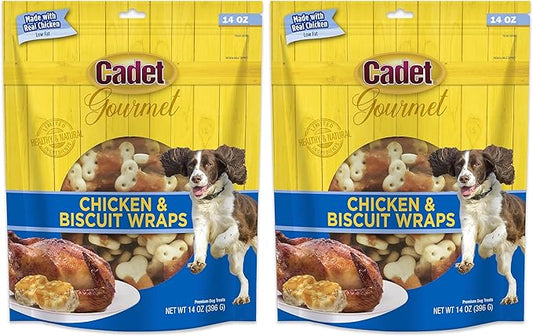 Cadet Gourmet Chicken Wrapped Biscuit Dog Treats,Training Treats for Small and Large Dogs,Inspected & Tested in USA,14 oz.,(Pack of 2)