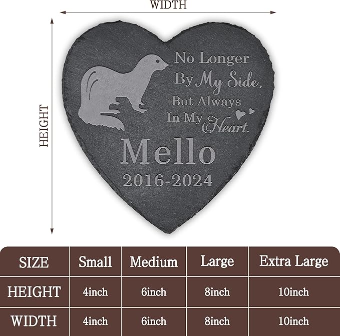 Ferret Memorial Stone Ferret Headstone - Memorial for Ferret - Loss of Ferret - Ferret Keepsake - Pet Remembrance Ferret - in Memory of Ferret (Heart-Shaped)