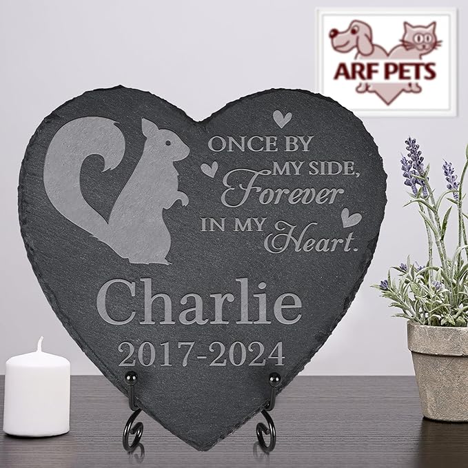 Personalized Pet Memorial, Squirrel Memorial Stone, Squirrel Tombstone, Squirrel Grave Marker, Squirrel Memorial Gifts, Squirrel Loss - Heart-Shaped