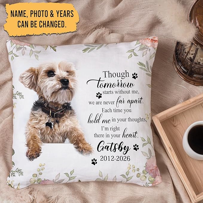 Hyturtle Personalized Pet Photo Memorial Pillow with Insert 12"x12" Double-Sided Printed Sympathy Gifts for Loss of Dog - Dog Remembrance Gifts - Custom Pet Memorial Gifts - Pillow Sofa Home Decor