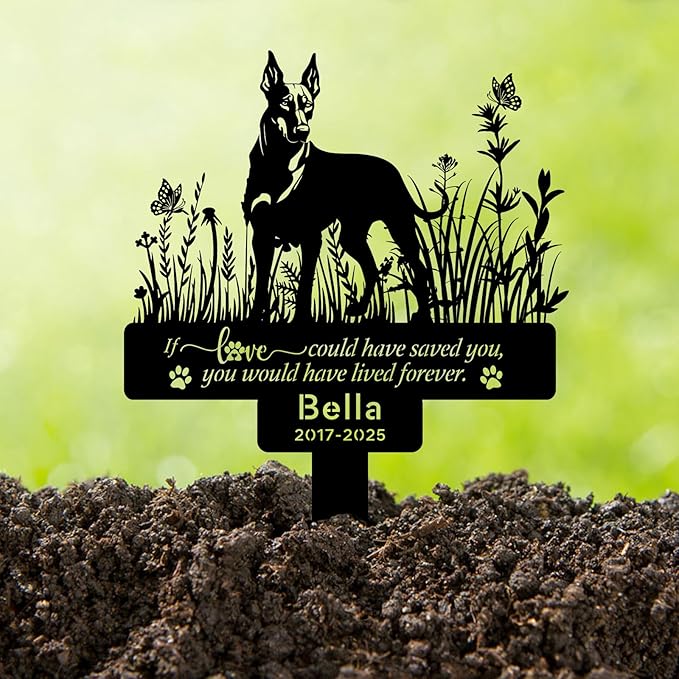 Personalized Pet Doberman Memorial Plaque, Custom Pet Doberman Memorial Stake with Name Date, Pet Doberman Grave Marker for Outdoor Cemetery, Garden & Yard, Custom Pet Doberman Loss Gifts