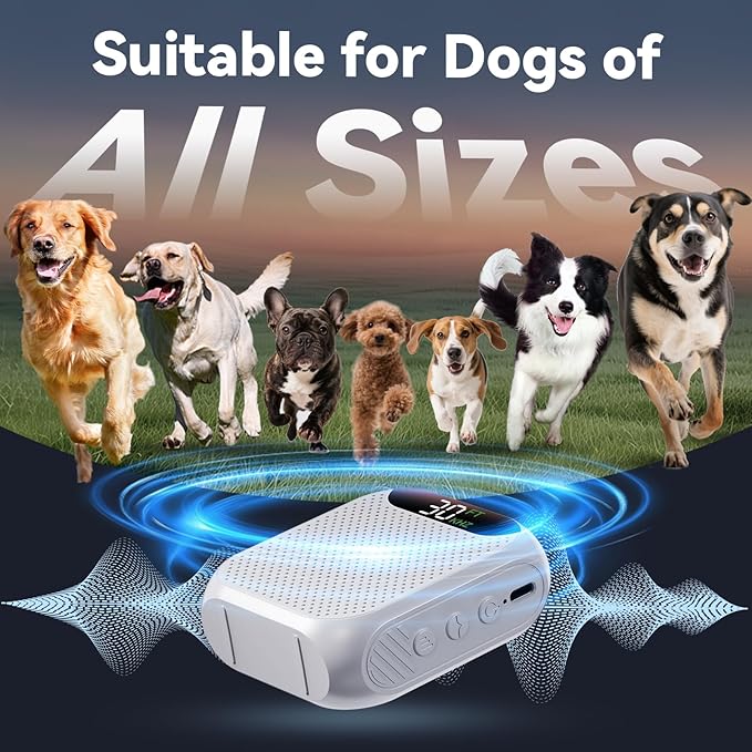 MALOK Dog Bark Deterrent Devices, 30ft Ultrasonic Anti Barking Device for Dogs, Rechargeable Bark Control Device with Adjustable Frequency & Range for Walking, Yard and Home Indoor & Outdoor Use