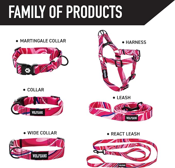 Wolfgang Heavy Duty Martingale Dog Collar with Quick Release Nylon Buckle for Walking & Training, MarbleSwirl Print, Small