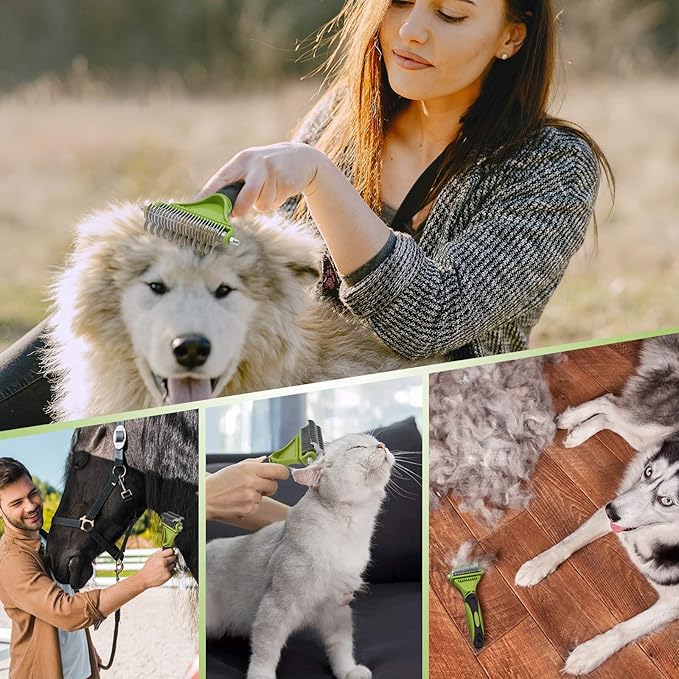 Knot Remover Comb, Dematting tool for Dog - Pets Grooming Brush for Long/Heavy Hair Dogs & Cats, Removes Loose Undercoat, Knots, & Angled Hair, Green, 0.0353 Ounce