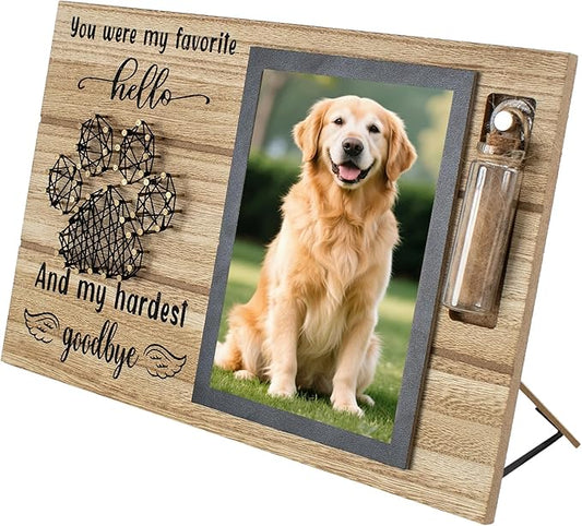 Dog Memorial Gifts for Loss of Dog, Picture Frame for 4.3x6.3in Photo with a Glass Bottle for Collect Hair, Loss of Dog Sympathy Gift - Cat Pet Bereavement Remembrance Picture Frame