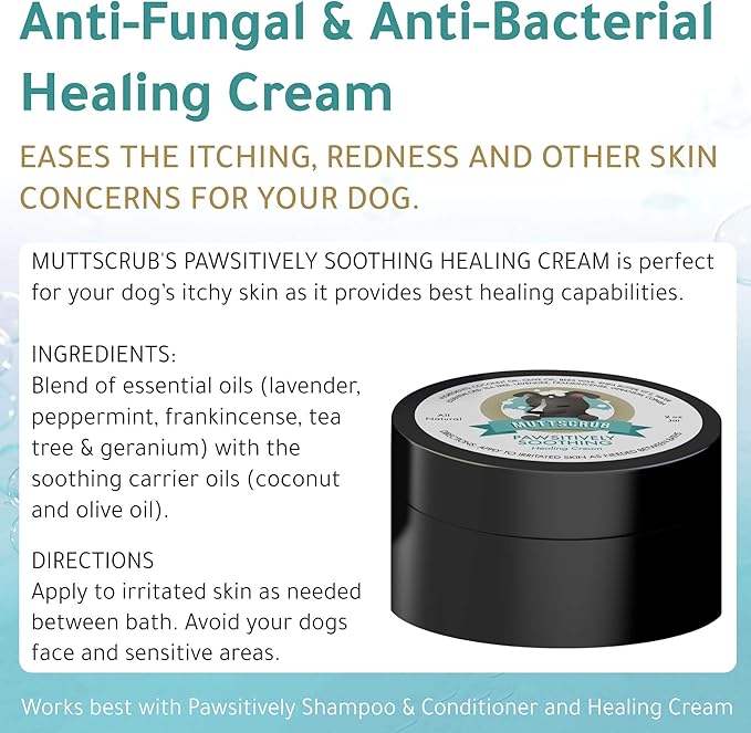 MuttScrub Pawsitively Soothing Bundle: (1) Dog Anti Itch Shampoo, (1) Natural Deodorant Spray, and (1) Healing Antibacterial Lotion for Dry Itchy Skin, Paws, Hot Spots, Dermatitis