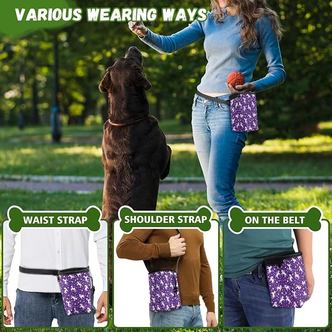 Rainbow Horse Dog Walking Bag Puppy Training Pouch, Puppy Dog Training Treat Bag Pet Training Walking & Rewarding Holder with Waistband Easy to Carry