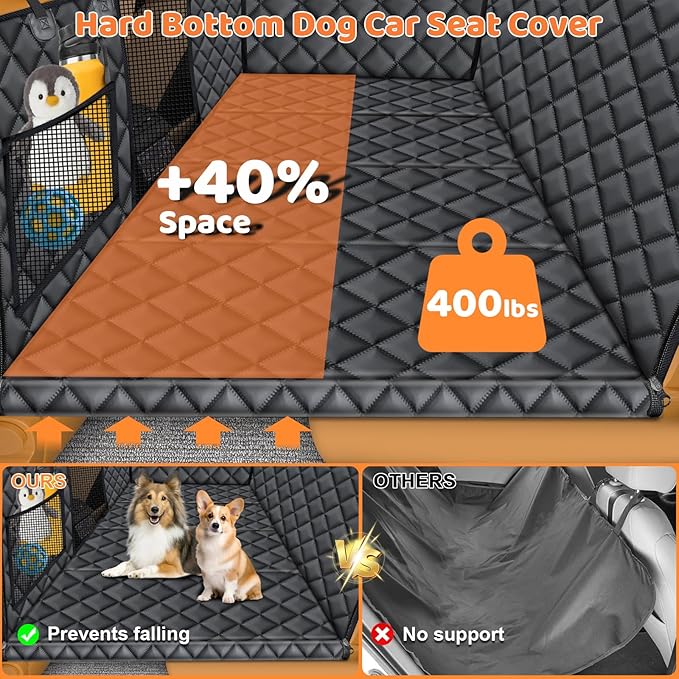 URPOWER Dog Car Seat Cover for Pets 100% Waterproof Seat Cover Hammock 600D Heavy Duty Scratch Proof Nonslip Durable Soft Back Seat Covers for Cars Trucks and SUVs
