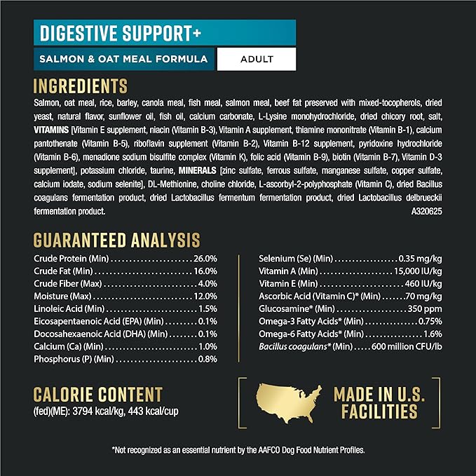 Purina Pro Plan AdvantEDGE Digestive Support Plus Salmon and Oat Meal Formula Adult Dry Dog Food - 3.5 lb. Bag