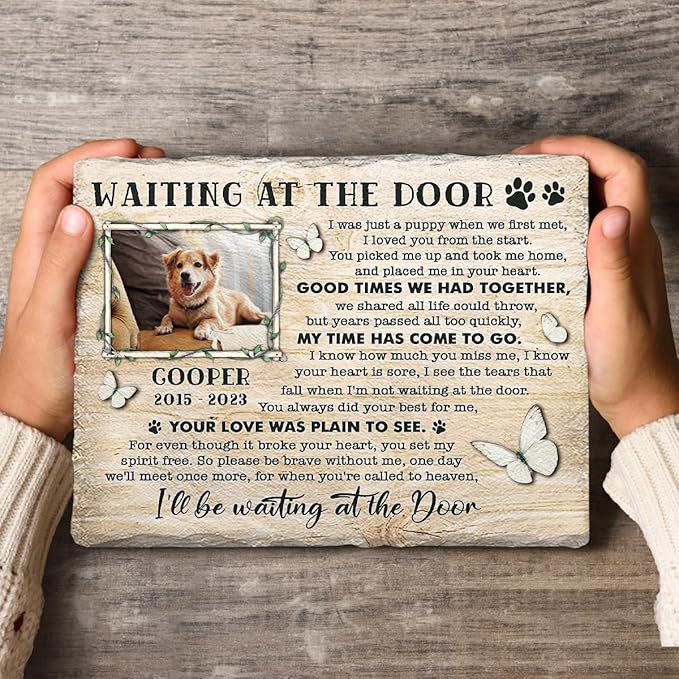 Dog Memorial Stone - Thoughtful Customized Stones in Memory of Dogs, Pups - Grief Gifts for Pet Loss, Dog Mom Passing Away - Remembrance Garden Marker, Home Décor