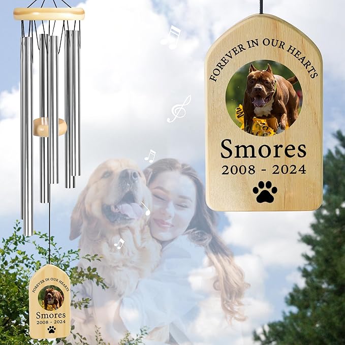 Dog Memorial Gifts for Loss of Dog, Pet Memorial Wind Chime, Pet Memorial Gifts, Pet Loss Gifts, Loss of Dog Sympathy Gift, Dog Remembrance Gift, in Memory of Dog Cat - Forever in Our Hearts