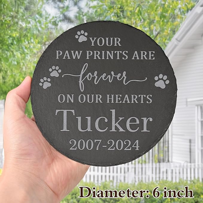 Pet Memorial Gift, Pet Memorial Stone, Sympathy Gift, Personalized Pet Memorial, Memorial Gift, Dog Memorial, Cat Memorial, Memorial Stone - Paw Prints on Our Hearts