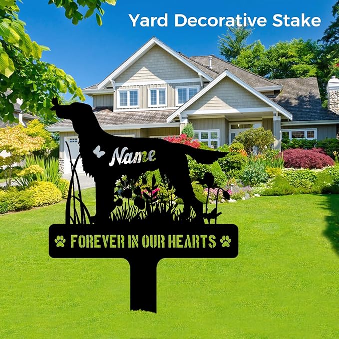 Custom Irish Setter Red Setter Dog Memorial Stake, Personalized Dog Grave Marker, Metal Pet Tombstone, Outdoor Sympathy Sign for Garden Yard Decor, Pet Loss Gift