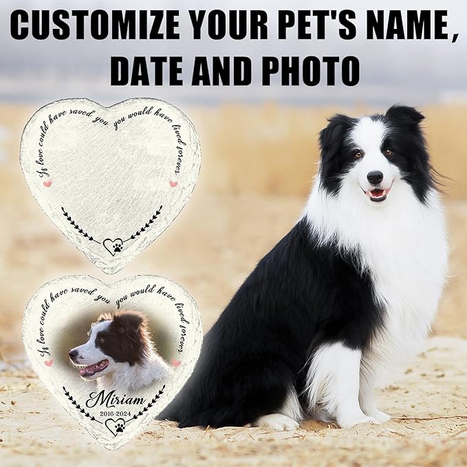 Dog Memorial Gifts for Loss of Dog, Personalized Dog Memorial Stone Plaque with Photo Name, Custom Dog Pet Grave Headstone, Loss of Dog Sympathy Gift for Dog Cat Lovers
