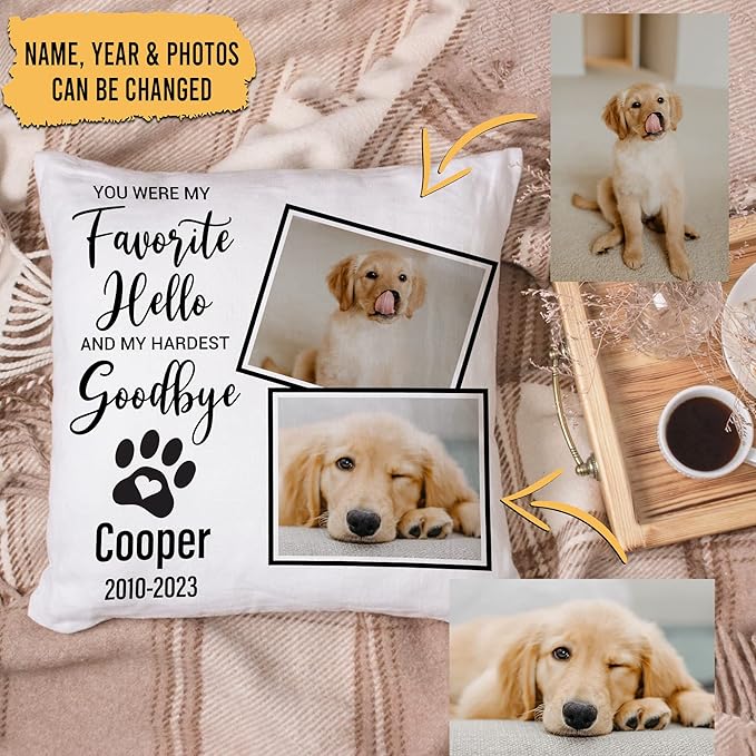 Hyturtle Personalized Pet Photo Memorial Pillow with Insert 12"x12" Double-Sided Printed Sympathy Gifts for Loss of Dog - Dog Remembrance Gifts - Custom Pet Picture Memorial Gifts - Home Decor Pillow