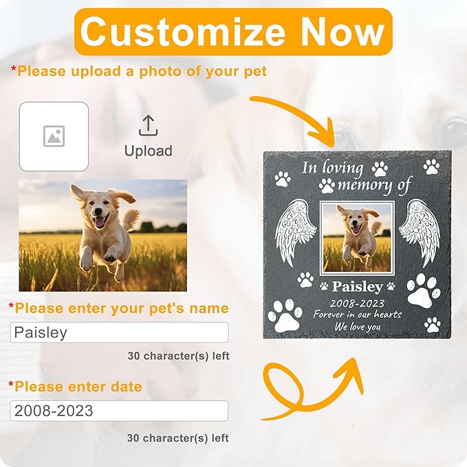 Memorial Gifts for Loss of Dog Custom Dog Memorial Stone, Pet Memorial Gifts, Pet Memorial Stones, Cemetery Decorations for Graves, Cat Memorial Gifts
