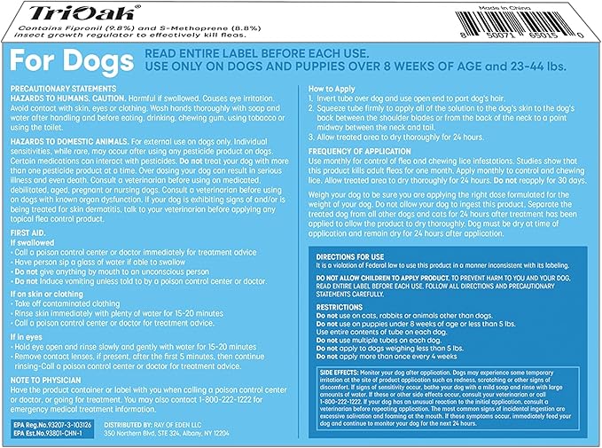 Flea and Tick Prevention for Dogs, 6 Doses Dog Flea Treatment for Medium Dogs 23–44 lbs, Fast Acting, Long Lasting Protection, Flea and Tick Control for Home and Outdoor Use, 6 Month Drops
