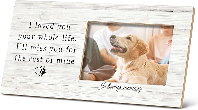 SRADMO Pet Memory Picture Frame - 12x6 inch Wooden Tabletop Photo Frame for Pet Owners, Memorial Gift for Loss of Dog or Cat