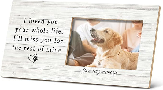 SRADMO Pet Memory Picture Frame - 12x6 inch Wooden Tabletop Photo Frame for Pet Owners, Memorial Gift for Loss of Dog or Cat