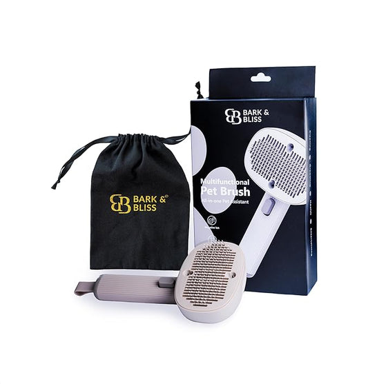 Bark&Bliss Pet Brush- Smart Design for grooming, detangling, massage, negative Ion Technology, vibration, self-cleaning for Pets, for Dogs & Cats.