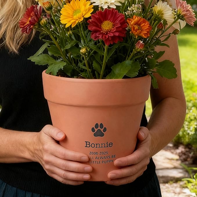 callie Personalized Dog Memorial Gifts Plant Pot, Custom Sympathy Gifts for Dog Loss, Pet Passing Away Clay Planter Pot