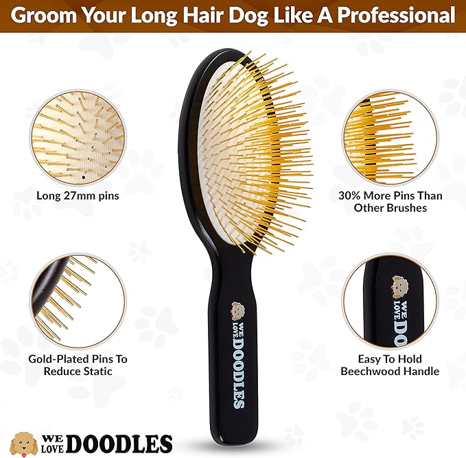 We Love Doodles Pin Brush for Dogs & Ocean Breeze Dog Detangler Spray Bundle - Brush for Removing Loose Fur & Dematting Spray Made in USA