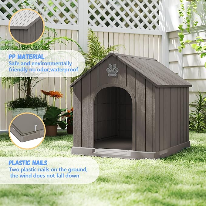 DRATO Dog Houses Resin Small Indoor Outdoor Dog Kennel for All-Weather Use Cozy Shelter for Small Dogs in Home, Garden, or Balcony