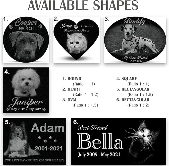 ADFSTONE 16" Round Shaped Pet Memorial Stones Personalized Dog Remembrance Gifts, Customized Cat Picture Grieving Plaque, DIY Gravestone, Custom Sympathy Photo Gift, Animal Grave Markers