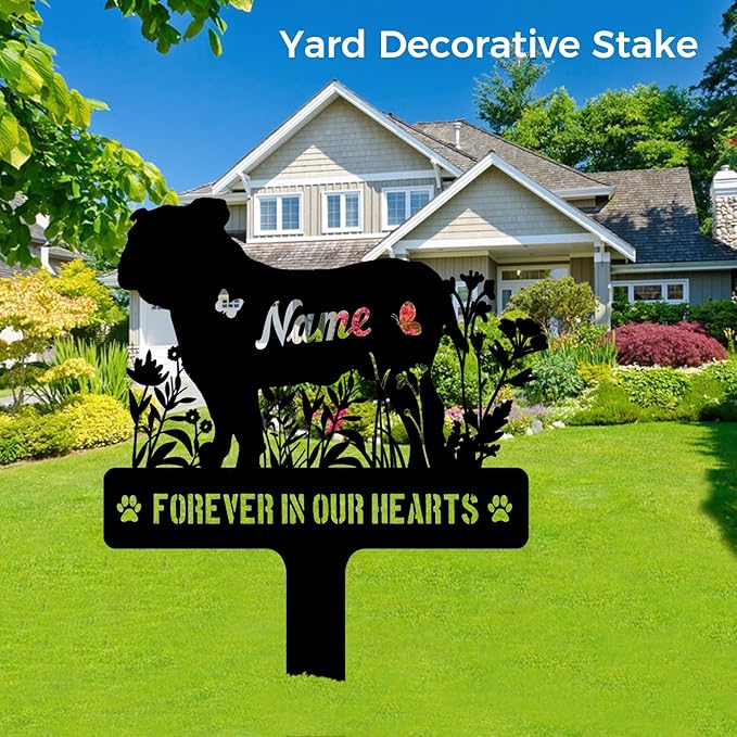 Custom French Bulldog Frenchie Dog Memorial Stake, Personalized Dog Grave Marker, Metal Pet Tombstone, Outdoor Sympathy Sign for Garden Yard Decor, Pet Loss Gift