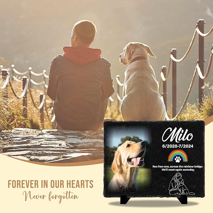Custom Dog Memorial Stones Personalized Dog Gifts | Pet Memory Thoughtful Gifts for 4-Legged Companion Passed Away | Best Remembrance Gift for Pets Loss | Pet Stones Memorial Dogs with Photo