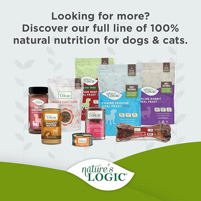 Nature's Logic Dry Dog Food - 100% Natural - No Synthetics - for All Ages, Sizes, Breeds - Free from Common Allergens, High Protein - Venison Meal Feast, 13lbs
