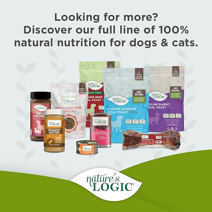 Nature's Logic Dry Dog Food - 100% Natural - No Synthetics - for All Ages, Sizes, Breeds - Free from Common Allergens, High Protein - Chicken Meal Feast, 25lbs