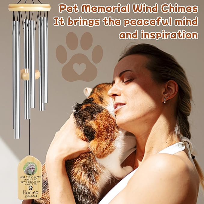 Pet Memorial Wind Chime, Pet Loss Gifts, Pet Memorial Gifts for Dogs, Dog Memorial Gifts for Loss of Dog, Loss of Dog Sympathy Gift, Dog Remembrance Gift, in Memory of Dog Cat - Heart I'll Always Be