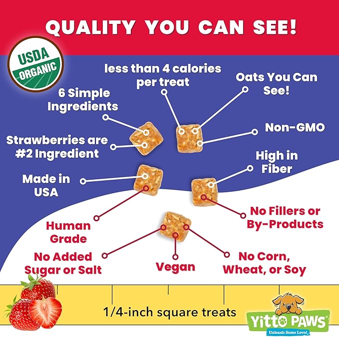 Mini Organic Dog Training Treats – Crunchy, Low Calorie Dog Biscuits – Strawberry & Peanut Butter – Vegan, Human-Grade, No Sugar Added, Made in USA for Small Dogs & Puppies, 3-Pack (24 oz)
