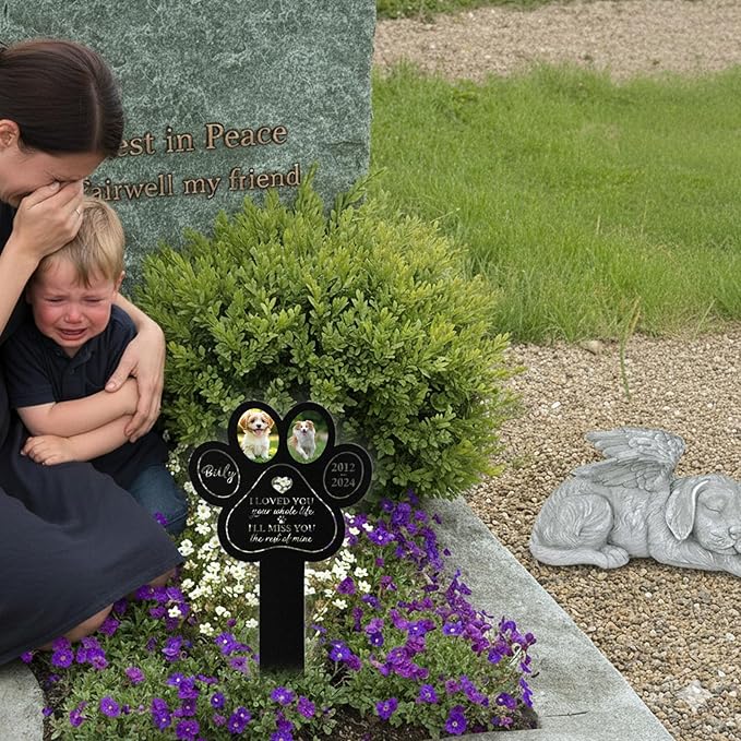 Custom Dog Grave Markers Outdoor, Personalized Pet Grave Marker Dog Memorial with Photo and Name, Outdoor Weatherproof Pet Cemetery Sign, Personalized Dog Memorial Gifts for Loss of Dog