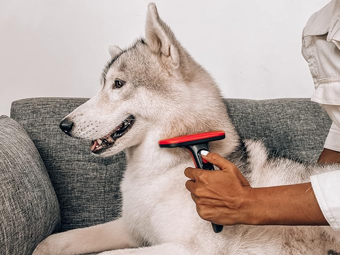 Tuff Pupper Self Cleaning Slicker Brush For Dogs & Cats | One Button Auto Clean | Ultimate Pet Brush for Removing Loose Fur | Reduces Shedding by up to 95% | Deshedding Tool for Poodles & Curly Hair