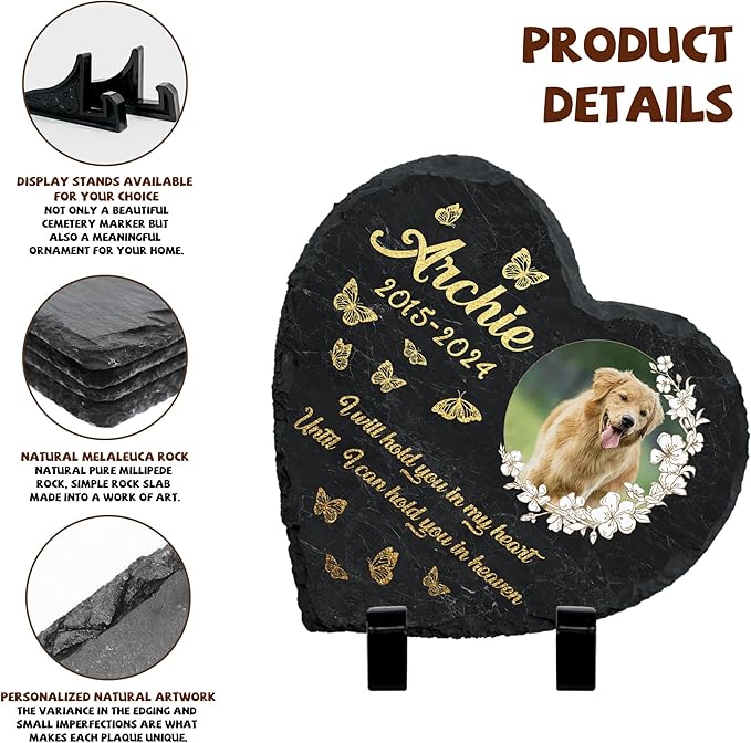 Dog Memorial Gifts for Loss of Dogs, Pet Memorial Gift Stones, Dogs Cats Bereavement Remembrance Sympathy Gifts for Pet Lovers, Cemetery Decorations for Grave, Home Decor Memory Picture Frame