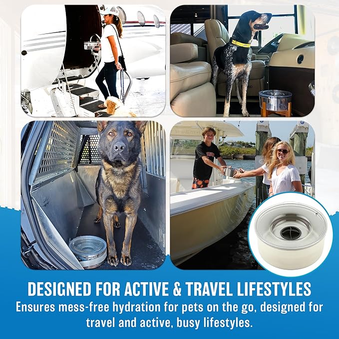Slopper Stopper Tritan Plastic Dripless Water Bowl with Lid – Holds 1 Gal, Reduces Spills & Trails Up to 85%+, Water Bowl for Giant Breed Dogs (86-130 lbs), The Original Slobber Stopper