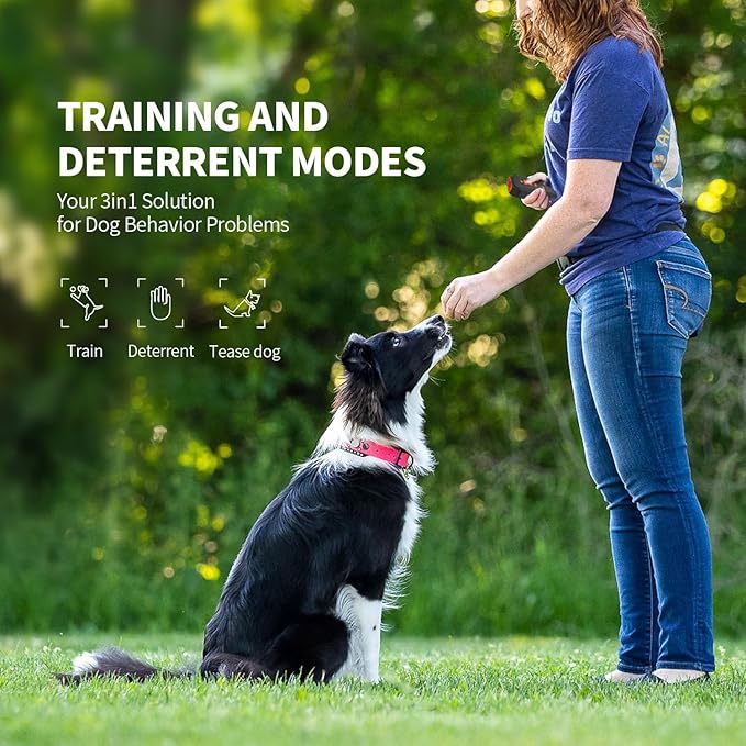 Dog Bark Deterrent Device, 3X Ultrasonic Anti Barking Device for Dogs, 50FT Range Stop Neighbor's Dog Barking, Safe & Humane Rechargeable Dog Training Tool Indoor Outdoor with Flashlight (black)