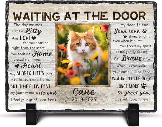 Ship Next Day, Customized Pet Memorial Stones for Dogs Cats Memorial Gifts for Loss of Dog Death Sympathy Gift with Photo Picture Name Date Personalized Pet Frame