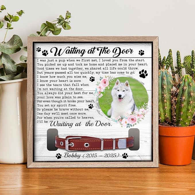 Dog Collar Picture Frame Memorial – Personalized Pet Loss Gift – Pet Memorial Frame with Collar Holder & Photo – Dog Memory Frame for Loss of Dog