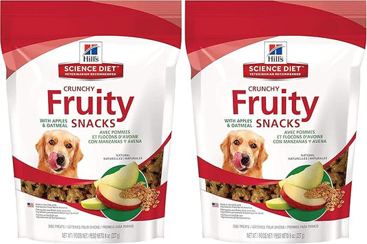 Hill's Natural Fruity Crunchy Snacks,All Life Stages,Great Taste,Dog Treats,Apples & Oatmeal,8 oz Bag,(Pack of 2)